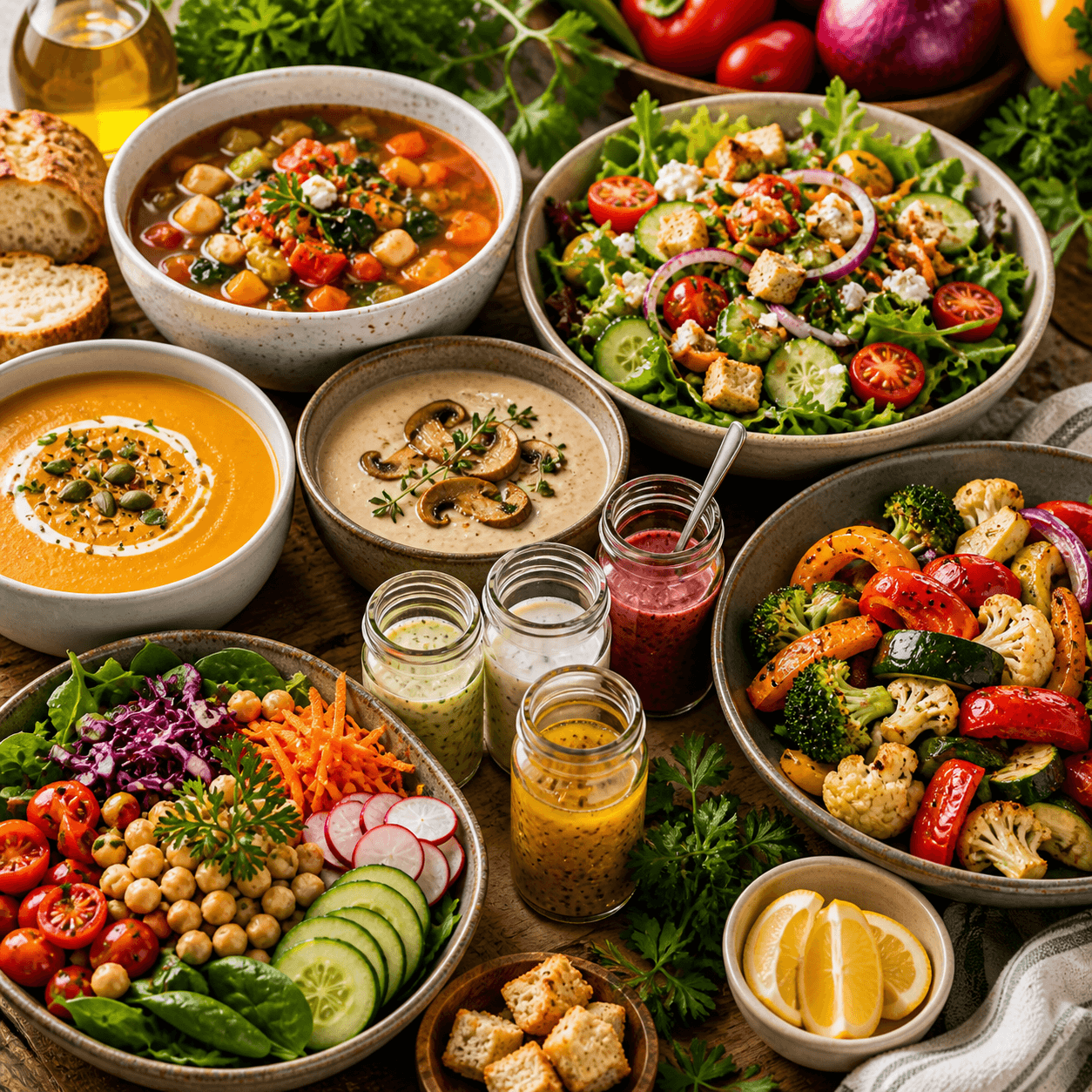Soups, Salads, Dressings & Vegetables